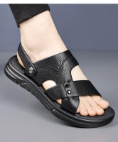 Sandalias de piel de vaca de capa superior nuevas 2025, zapatos de playa transpirables para hombre, zapatos casuales de suela suave para papás de mediana edad y mayores. - details 3