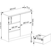 Cajones 2 Estantes Credenza Alta 80 cm 80x35x77 cm Roble Artisan - details 3