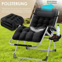 Tumbona Plegable y Resistente |   Silla de Jardín, Capacidad de 200 kg, Acolchado Ergonómico Extra Ancho, Respaldo Ajustable, Almohada para el Cuello y Portavasos - details 25
