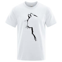 Camisetas de algodón con estampado de gato para hombre, camisa de manga corta de verano, ropa de calle de Hip-Hop, divertidas - details 12