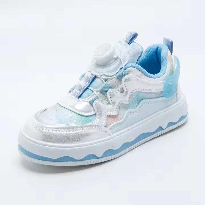 Classmate 2025 primavera y verano nueva superficie de cuero de microfibra niñas zapatos de junta moda botón giratorio lentejuelas mariposa princesa zapatos - 1