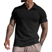 Camiseta de Verano para Hombre Polo Informal con Cuello en V Manga Corta Suelta con Gofres Gruesos - details 10