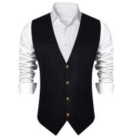 Chaleco informal de gamuza sintética de vaquero occidental para hombre, chaleco ajustado con cuello en V para ciclismo de motor y graduación, ropa social para hombre - details 14
