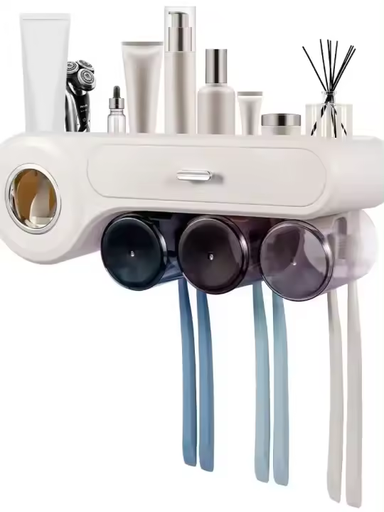 Soporte para cepillos de dientes de pared guardado para 3 cepillos - 1