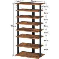 Zapatero, Estante Zapatero, Estantería para Zapatos, Mueble Zapatero de 8 Niveles, con 2 Ganchos, 50 x 28 x 113 cm, para Entrada, Dormitorio, Ahorra Espacio, Blanco - details 10