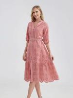 Marwin-Vestido de algodón con agujeros para mujer, Vestido informal de cintura alta con volantes y cuello en V, con volantes - details 4
