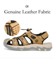 Sandalias de cuero genuino para hombre, zapatos de playa de piel de vaca transpirables, sandalias deportivas para senderismo al aire libre, sandalias romanas para hombre - details 5