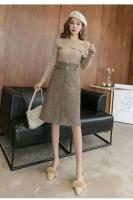 Falda Agujera de Cintura Alta y Adelgazante MOUKYUN Estilo a Cuadros de Lana-Cuerno Midi con Cinturón Moda de Mujer - details 15