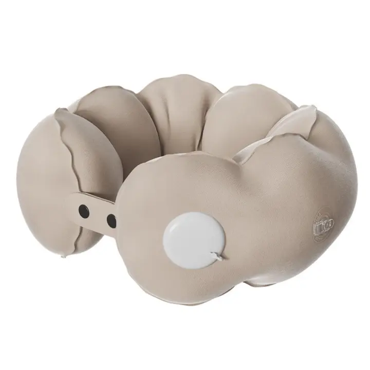 Almohada de viaje inflable de inflado prensado, cómoda almohada ligera en forma de U, cojín plegable para soporte del cuello que ahorra espacio - 1
