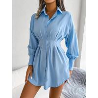 Vestido de blusa de mujer con mangas abullonadas, vestidos de manga larga para mujer, cintura asimétrica, elegante y hermoso - details 4
