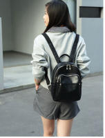 Mochila retro simple de cuero casual para viajes diarios, primera capa de cuero de vaca, mochila para mujer, bolso de cuero suave. - details 11