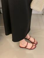 Sandalias Planas de Moda para Mujer Punta de Zapato Cuadrado con Hebilla Cubierta - details 18