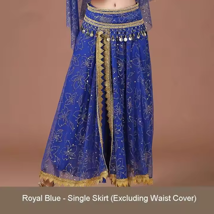 Disfraz árabe de Halloween para mujer, traje de danza del vientre, traje de baile para escenario, falda larga de práctica india para adultos - 1