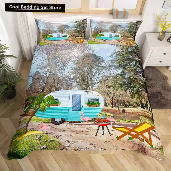 Cubierta de Duvet de Gato Silueta Tamaño Rey y Reina Arte Geométrico Brown - 1