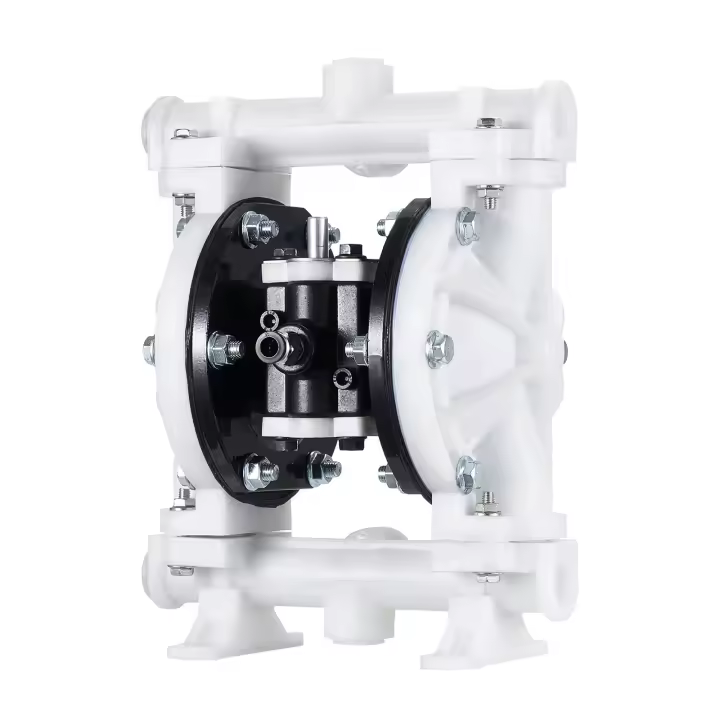 Bomba de Diafragma Doble de Accionamiento Neumático SucceBuy, Caudal de 4.4 GPM, Entrada y Salida de 3.81 cm, Bomba Neumática para Transferencia de Aceite Usado, Presión Máxima de 100 PSI, Construcción Duradera de Polipropileno, Apta para Diésel, Grasa, Q - 1