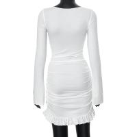 Elegante Vestido Bodycon con Volantes Manga Larga, Giro de Volantes, Vestido Mini para Mujer en Otoño Moda de Fiesta en Club Elegante - details 2