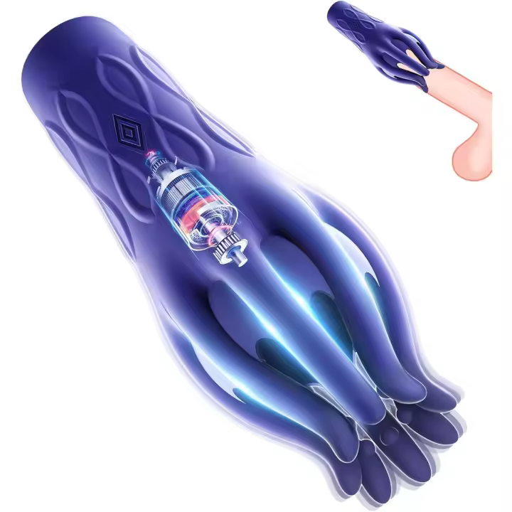 2025 Nuevo estilo 10 modos de vibración de entrenador eléctrico Maseador, masturbador de bolsillo, juguete sexual de diseño portátil para entrenar el pene (azul oscuro) - 1