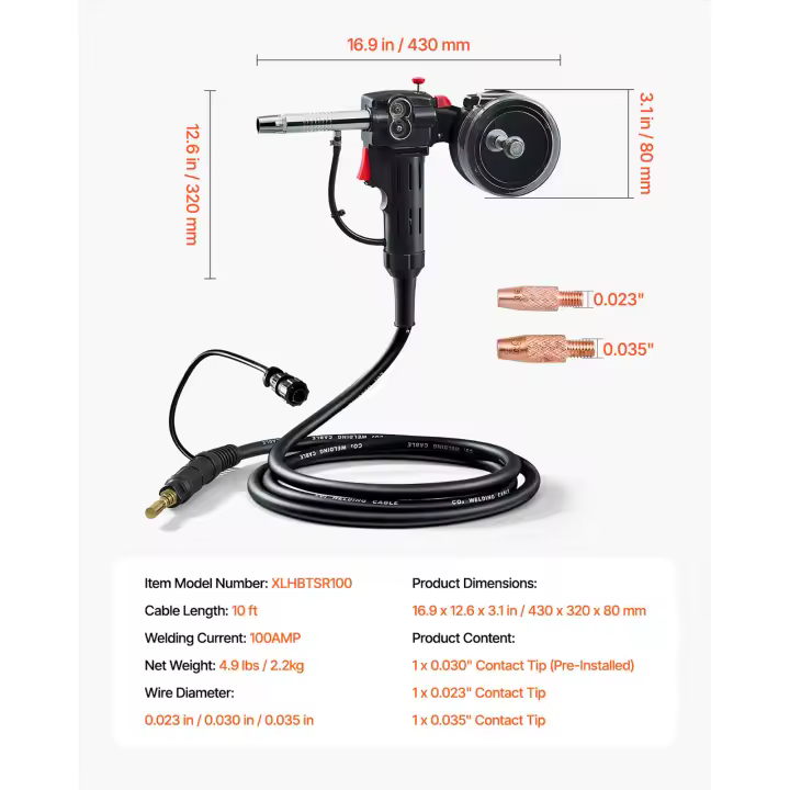 SucceBuy Pistola de carrete con cable: compatible con soldadoras Hobart Handler MVP Mig. Ideal para cables de soldadura de núcleo fundente/sólido/aluminio - 1