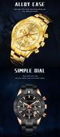 Reloj de cuarzo de negocios de oro de lujo para hombre, reloj de pulsera de acero inoxidable multifunción resistente al agua, regalo del Día del Padre para papá - details 2