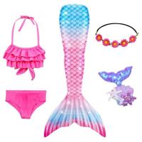 Cola para niños y niñas, disfraz de sirenita, ropa de playa y piscina, traje de baño - details 8