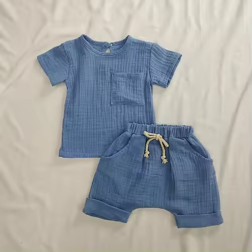 Conjunto de ropa de algodón para bebés de 2 piezas, ropa infantil para niño y niña, ropa de verano suave con pelele y camiseta para bebés recién nacidos y niños pequeños - 1