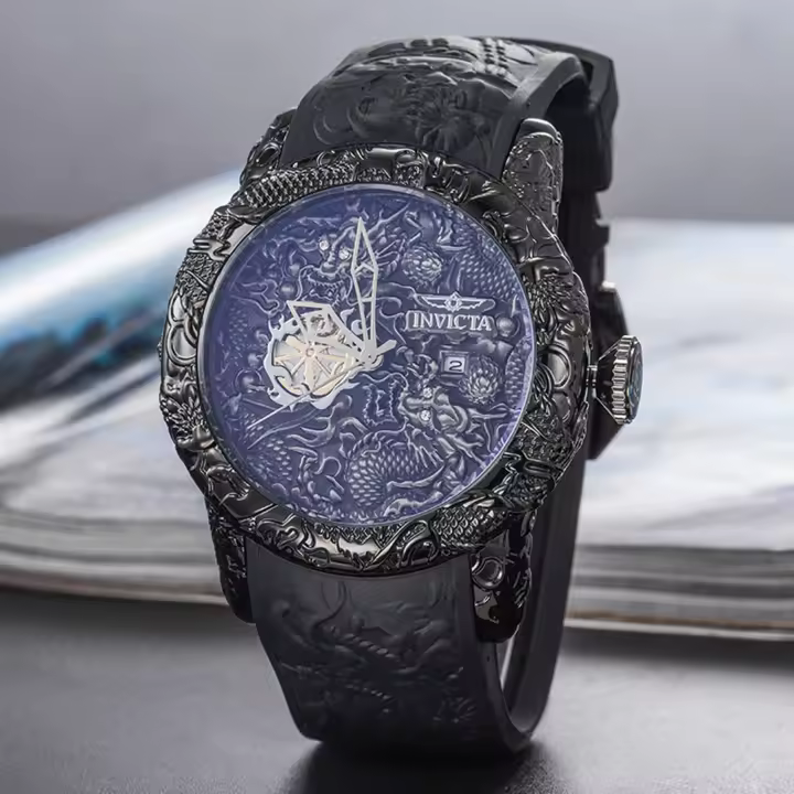 Invicta-reloj con correa de acero para hombre, cronógrafo de silicona, esfera grande - 1