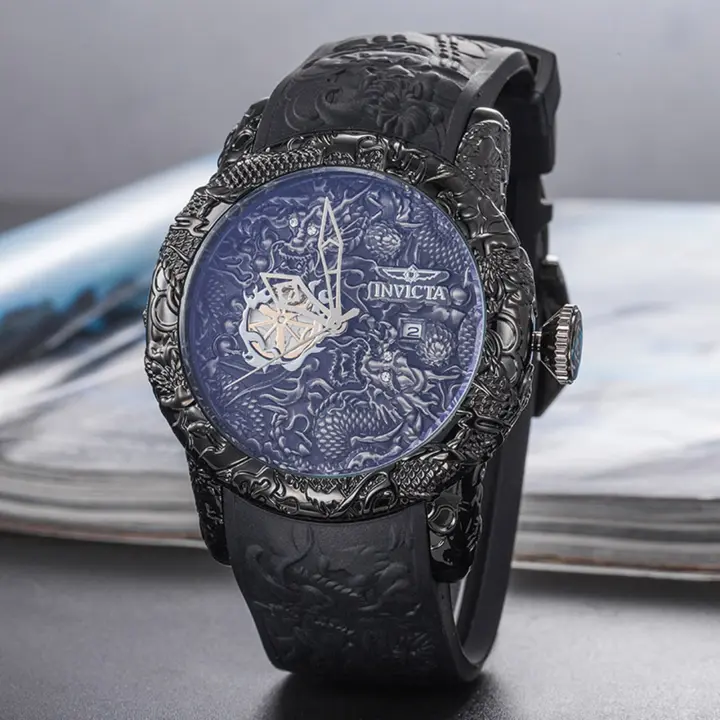 Invicta-reloj con correa de acero para hombre, cronógrafo de silicona, esfera grande - 1