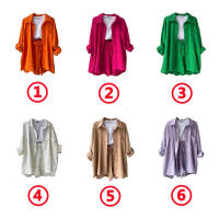 Conjunto de dos piezas para mujer, camisa de manga larga con cuello vuelto de tela arrugada, pantalones cortos con cordón de cintura alta, moda informal de talla grande - details 0