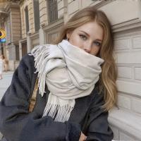 Bufanda de Cachemira de Color liso para mujer, chales gruesos y cálidos de Pashmina con borlas, manta femenina, Hijab, 2024 - details 11