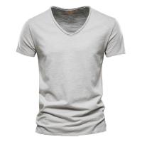 Camisetas de manga corta para hombre, camisetas informales de color sólido con cuello en v, Verano - details 5