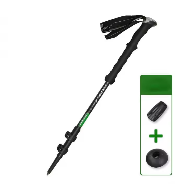 Bastón plegable para exteriores, bastones de Trekking portátiles para acampar, Alpenstock telescópico ajustable para senderismo y montañismo - 1