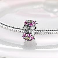 Dijes de la serie Floral en plata de ley 100% auténtica para mujer, joyería fina, pulsera y brazaletes de cumpleaños, material: metal principal - details 1