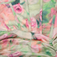 BUNO-Vestidos fruncidos para mujer con estampado floral, vestido elegante dividido a la moda para vacaciones de verano - details 11