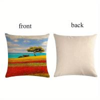 4 piezas, Fundas De Almohada Decorativas De Lino Con Pintura Al Óleo De Campo De Trigo Dorado Y Hojas De Arce - details 6