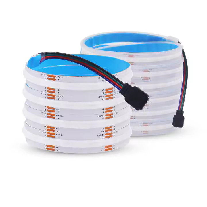 Tira de luces LED RGB COB, cinta Flexible FOB de 5M, 12V, 24V, 576LED/m, IP20, IP68, resistente al agua, para decoración del hogar y exteriores - 1