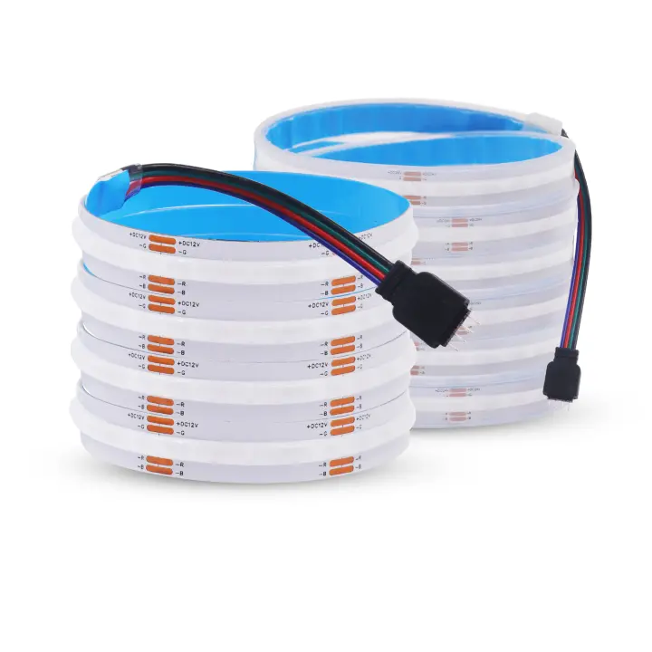 Tira de luces LED RGB COB, cinta Flexible FOB de 5M, 12V, 24V, 576LED/m, IP20, IP68, resistente al agua, para decoración del hogar y exteriores - 1