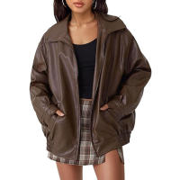 Chaqueta de Moto para Mujer de Tamaño Grande en Cuero Pretendido para Outfit de Otoño/Invierno 2024 con Cierre de Cremallera y Forro de Poliéster - details 22