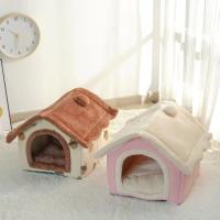 Cama suave para gato y perro, casa de invierno para dormir profundamente, cojín extraíble, tienda cerrada para mascotas, suministros para cachorros - details 6