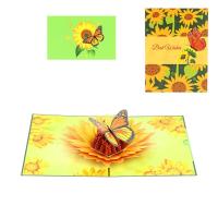 Tarjeta de felicitación plegable de girasol, papel tallado, bendición, tarjeta de felicitación emergente 3D, tarjetas de invitación exquisitas, Acción de Gracias - details 1