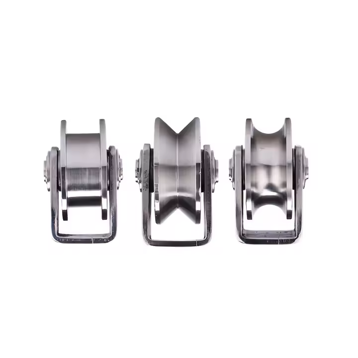 Polea de cojinete de acero inoxidable, polea de elevación con cable de acero, anillo de elevación, rueda direccional tipo U, rueda de ranura para puerta corredera tipo V, rueda de ranura tipo H - 1