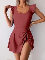 Traje de baño de una pieza 2025, falda deportiva de primavera, traje de baño conservador de talla grande para mujer. - details 5