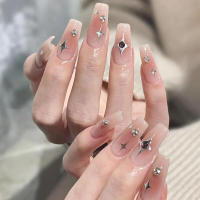 Uñas artificiales de cobre con diamantes de imitación, cobertura completa recta para decoración de uñas DIY - details 6