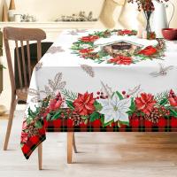 Navidad Poinsettia ral mantel rectangular decoración del banquete de boda invierno Navidad wer manteles a cuadros decoraciones de Navidad - details 1
