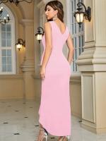 Vestido de noche formal para mujer, bodycon, dobladillo con volantes, sirena, vestidos largos de cóctel divididos, elegante vestido de invitados de boda - details 16