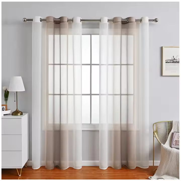 Juego de 2 cortinas con ojales, cortinas de ventana degradadas translúcidas, para sala de estar y dormitorio - 1