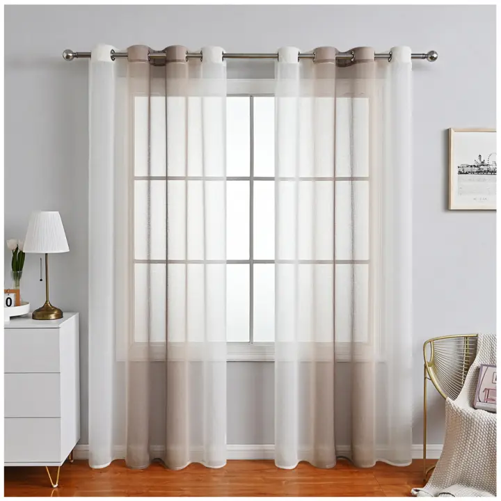 Juego de 2 cortinas con ojales, cortinas de ventana degradadas translúcidas, para sala de estar y dormitorio - 1