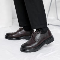 Zapatos de negocios de cuero informales retro negros con cordones y caña baja de cuero para hombre - details 7