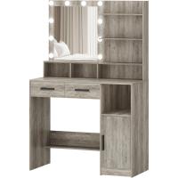 Mesa de Maquillaje con Espejo y LED Regulables Diseño de Cajón y Armario con 3 Escritorios y 4 Compartimentos Abiertos Blanco DT32503X - details 16