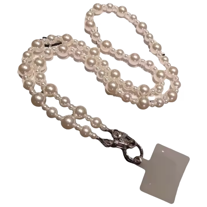Cadena de perlas Vintage coreana, accesorios de decoración elegantes, cordón cruzado, correa para el cuello, cadena con dije, colgante de cuentas elegante para teléfono - 1