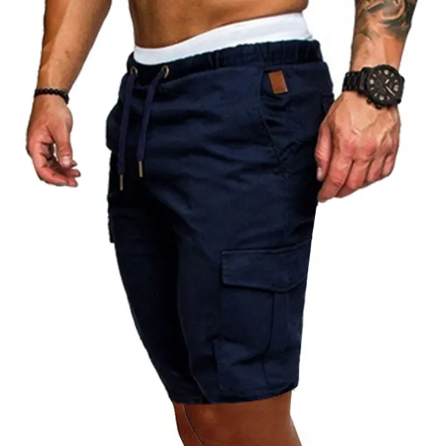 Pantalones cortos de trabajo para hombre, pantalones anchos de cinco cuartos con múltiples bolsillos, estilo casual con tie-dye. - 1